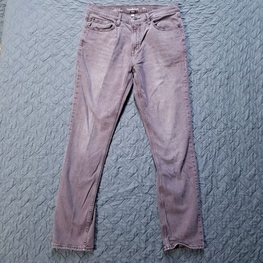 Goodfellow & Co Jeans Mens Size 34x32 Brown Slim Straight Dark Wash Denim